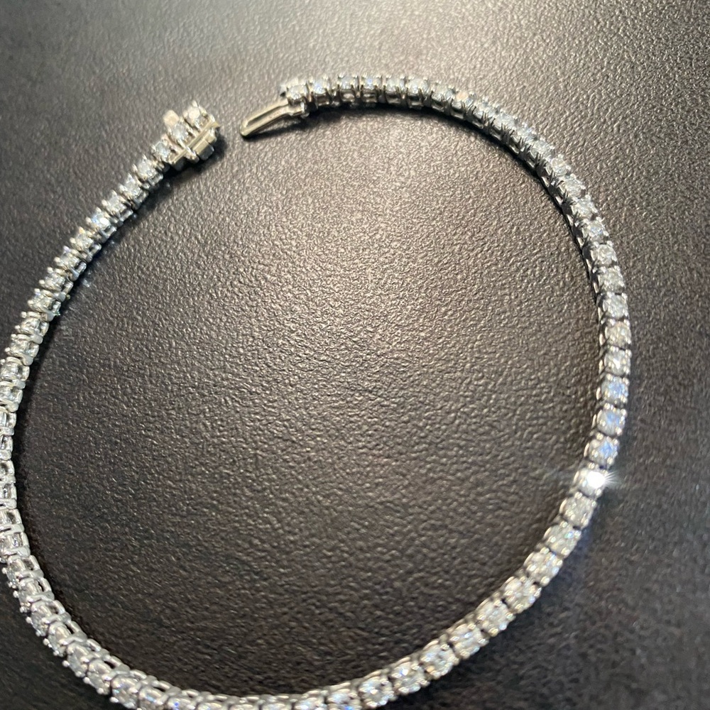 14k solid white gold real diamonds bracelet
